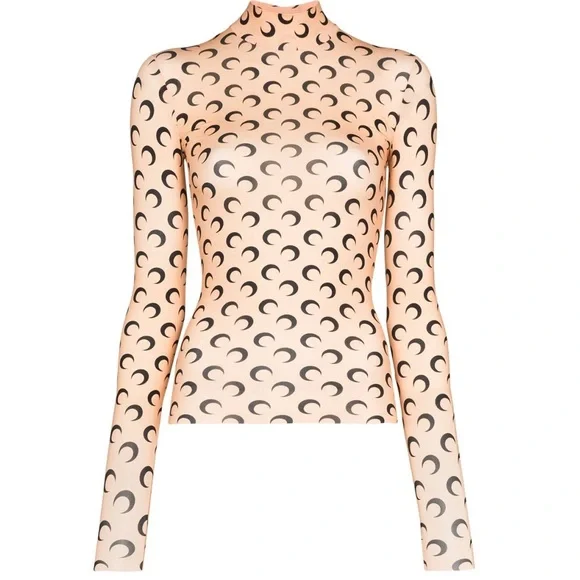 MARINE SERRE • Moon Print Turtleneck Second Skin Top - Picture 8 of 16
